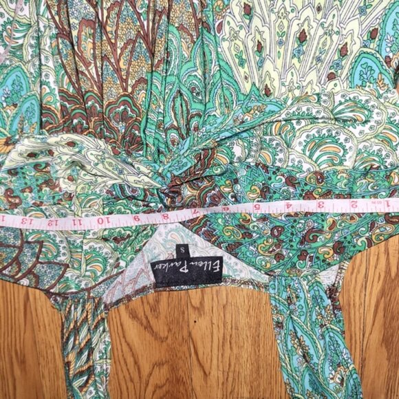 Ellen Parker Size Small Green Paisley Floral Boho Maxi Dress Lightweight Summer - Picture 2 of 7